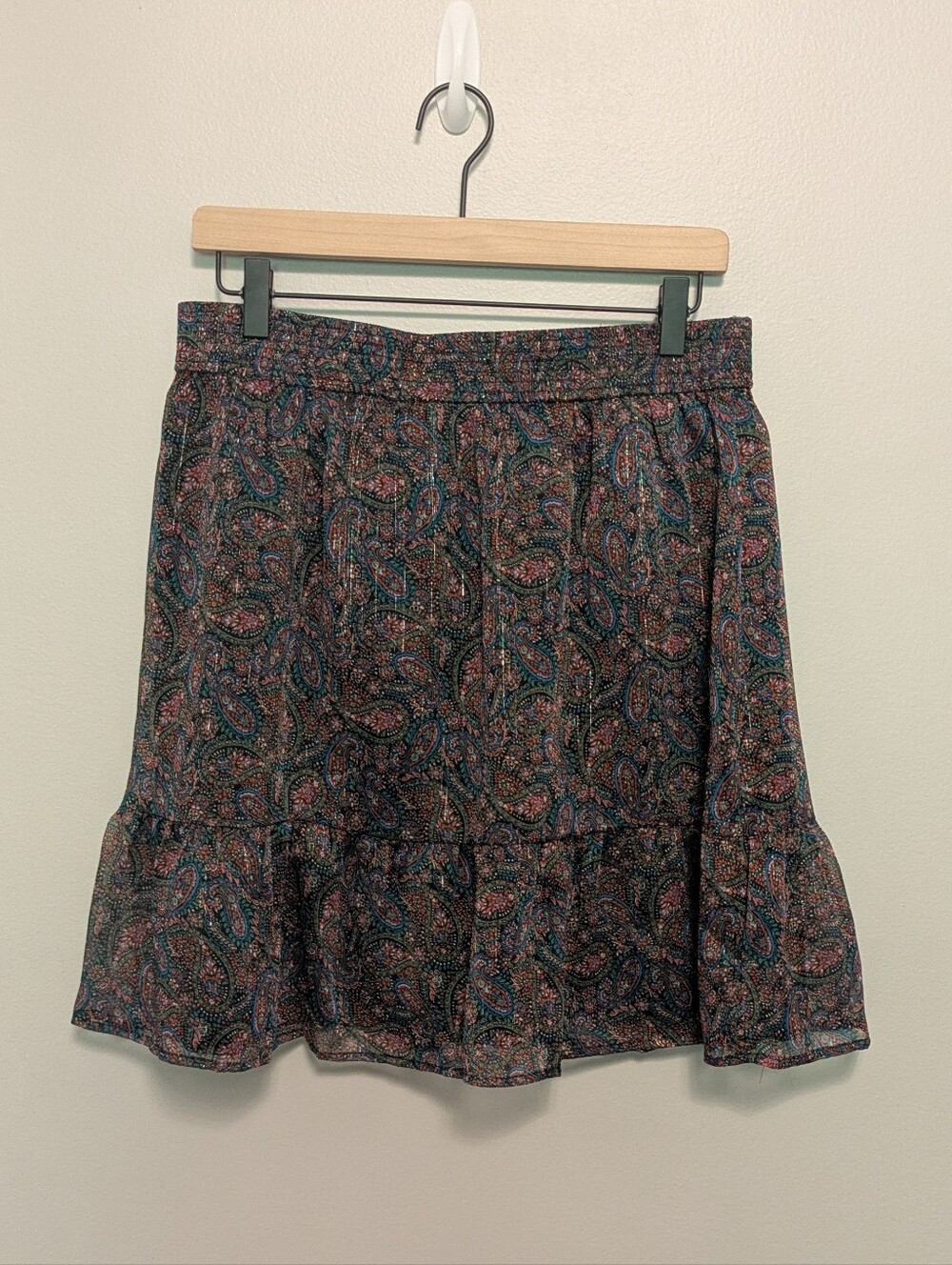 Loft Shimmer Paisley Print Mini Skirt - Picture 2 of 5